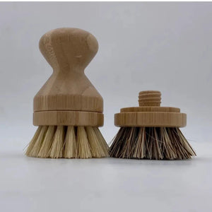 Bamboo Soft Bristle Pot Scrubber with replaceable head