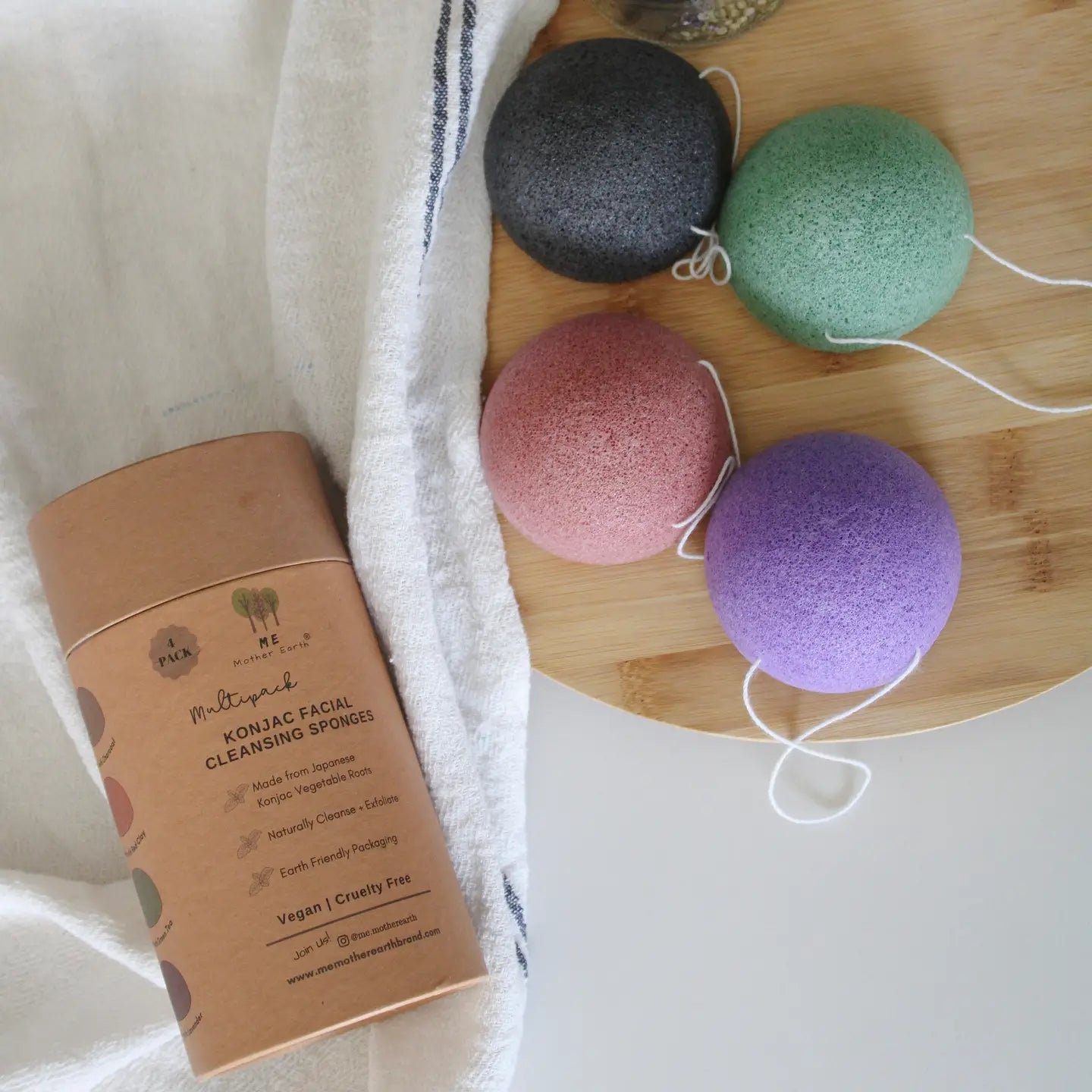 Konjac facial sponge - 4-pack