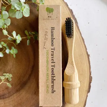 All-in-One Bamboo Travel Toothbrush - Charcoal bristles