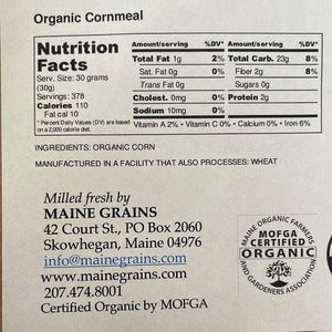 Cornmeal, Organic - Maine Grains